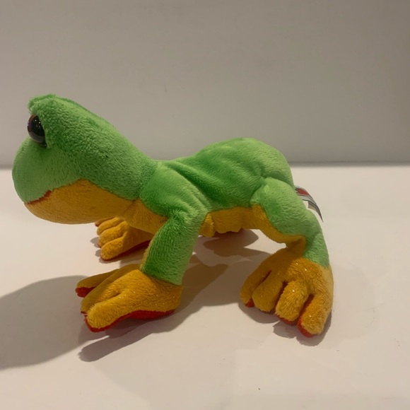 Cute Ganz Webkinz Plush Tree Frog Green Gold Red 10" HM109 Retired No code - Picture 2 of 6
